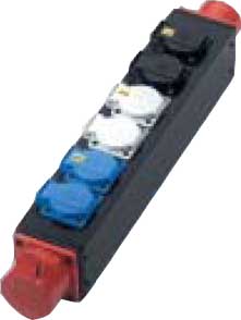 CEE 16 A auf CEE 16 A, 6 * Schuko CEE 16 A auf CEE 16 A, 6 * Schuko